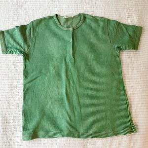 Fin & Vince Green Striped Casual Shirt